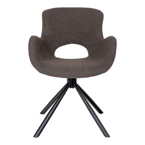 Amorim Esszimmerstuhl – Mushroom Bouclé, schwarzes Drehgestell – 2er-Set
