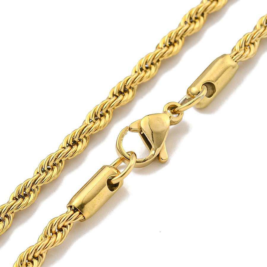 LOUIZ Goldfarbenes Kordelarmband | Edelstahl, 3 mm, 21,4 cm