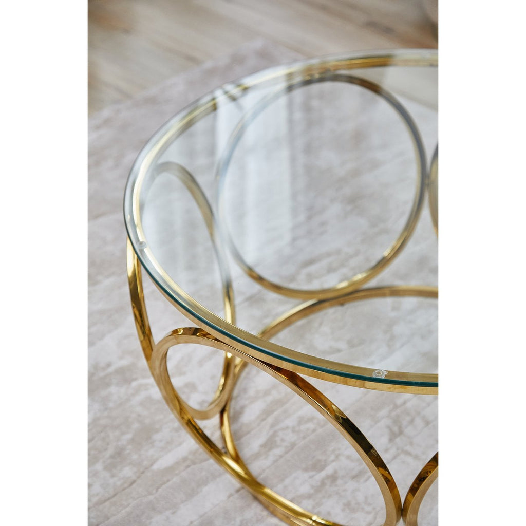 Couchtisch Ø 80 cm Gold/Klarglas