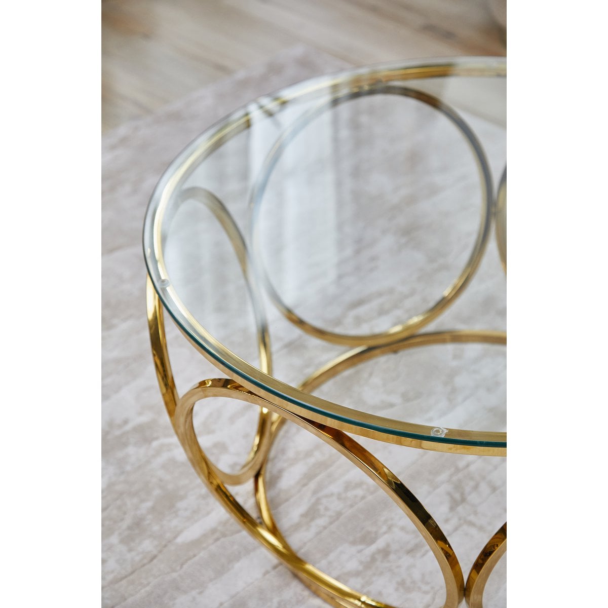 Couchtisch Ø 80 cm Gold/Klarglas