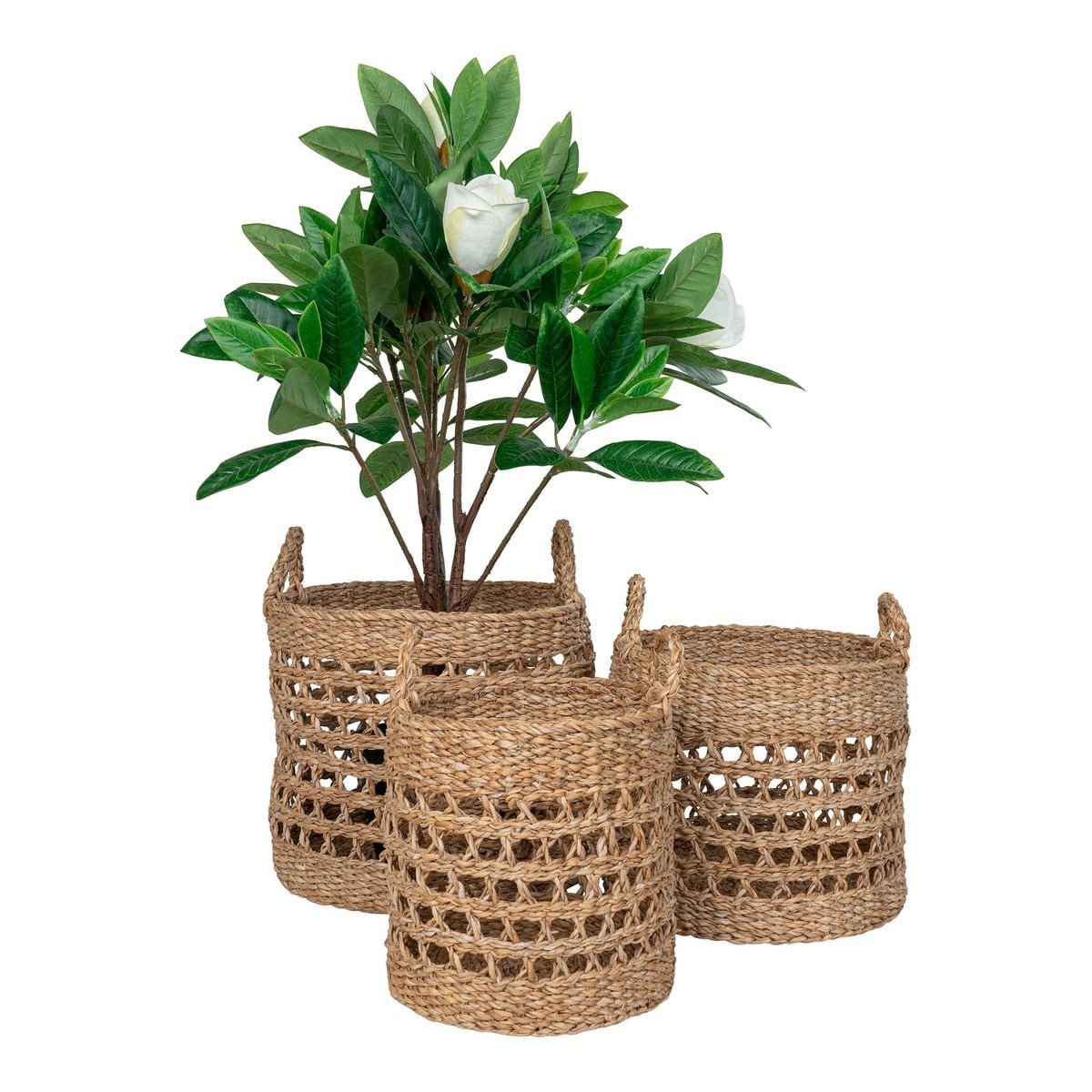 Balok Basket - Korb, Seegras, natur/schwarz, 3er-Set