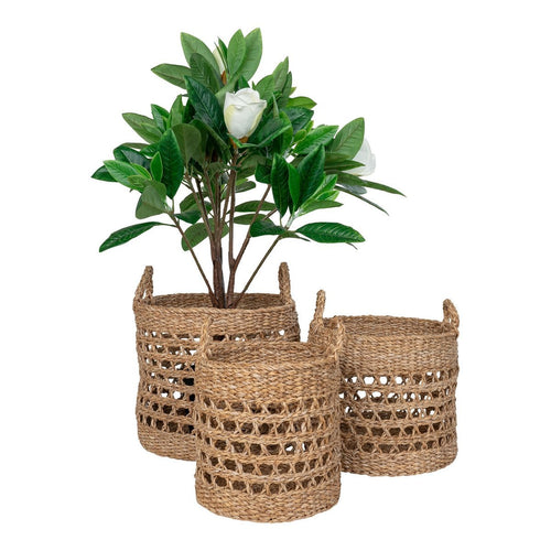 Balok Basket - Korb, Seegras, natur/schwarz, 3er-Set