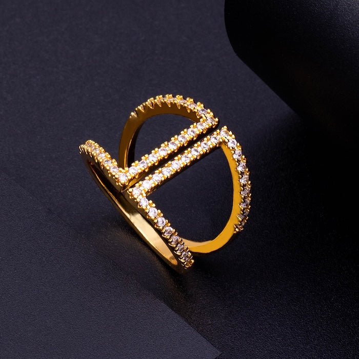 Offener Ring mit geometrischem Pavé