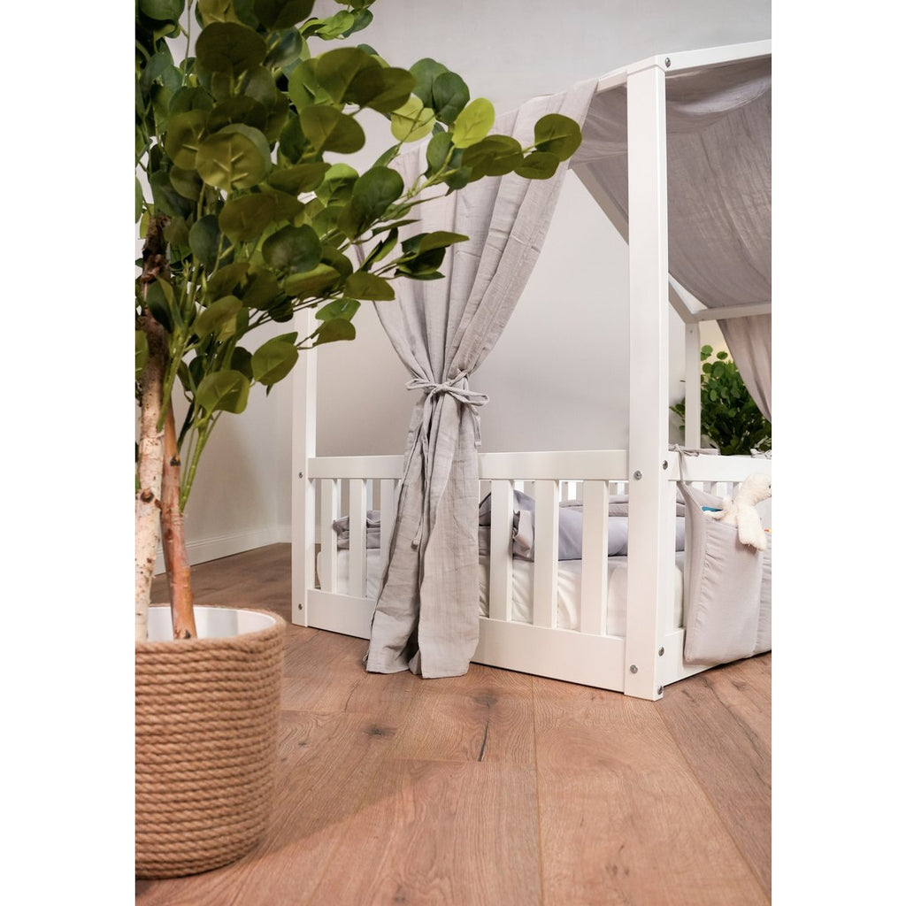 tiSsi® Baldachin Musselin für Hausbetten 90x200 cm grau