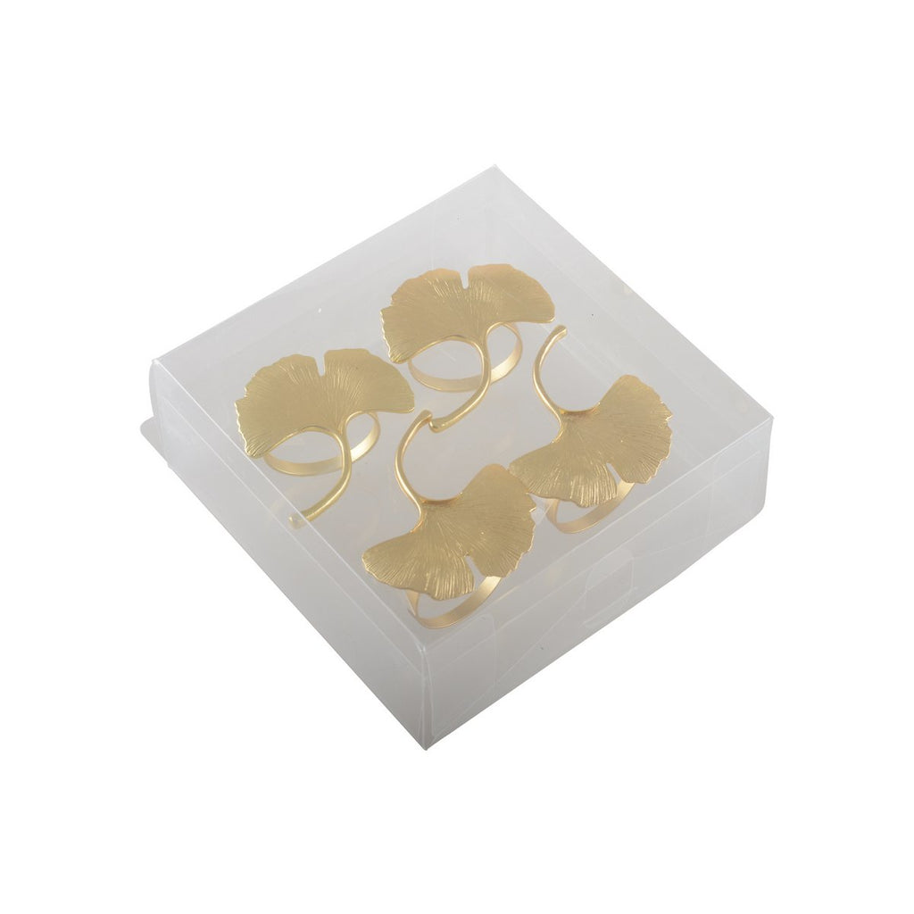 Set von 4 Runden goldener Ginkgoshandtücher