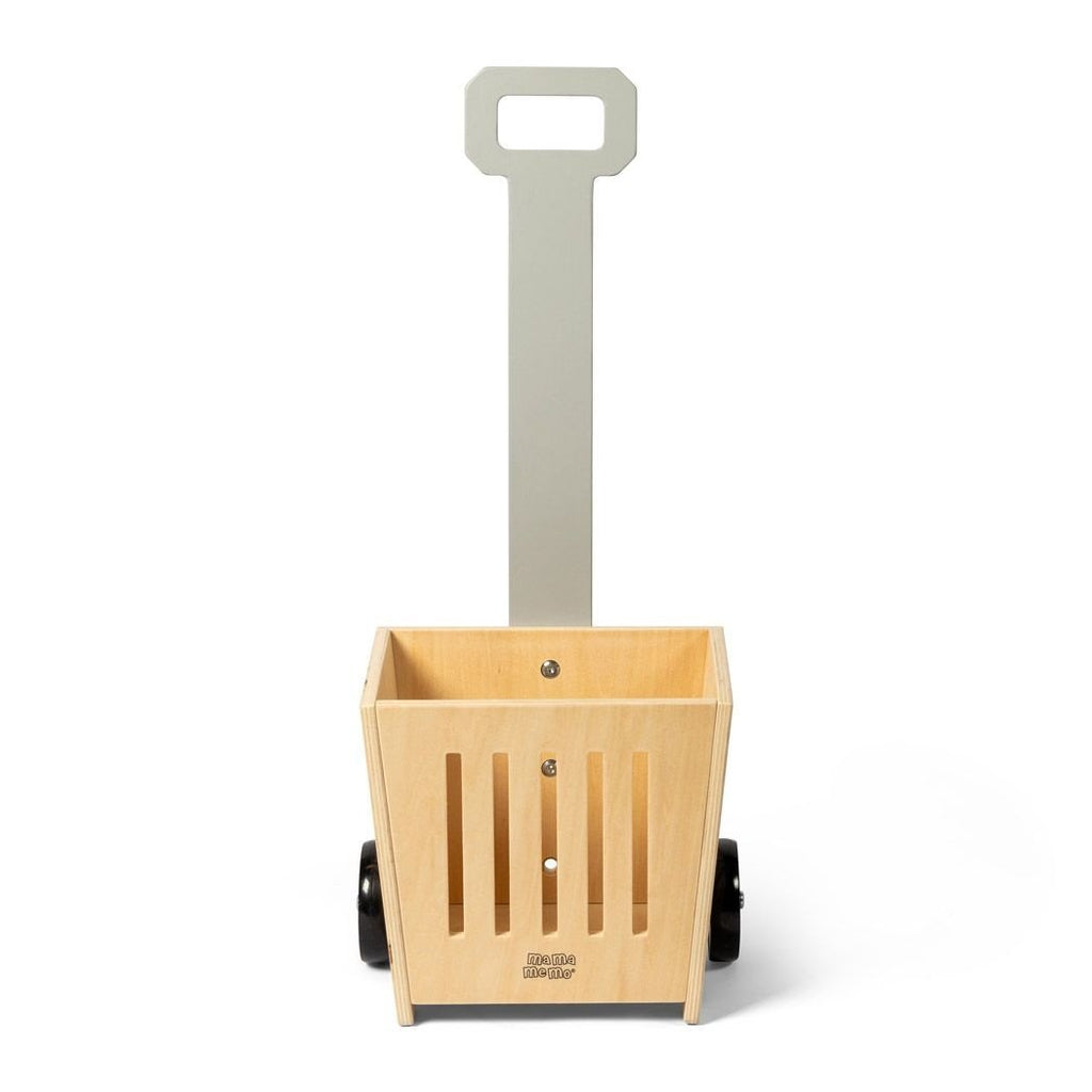 Einkaufskorb aus Holz auf Rollen