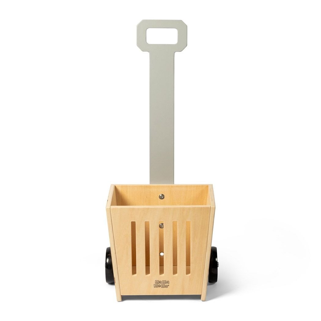 Einkaufskorb aus Holz auf Rollen