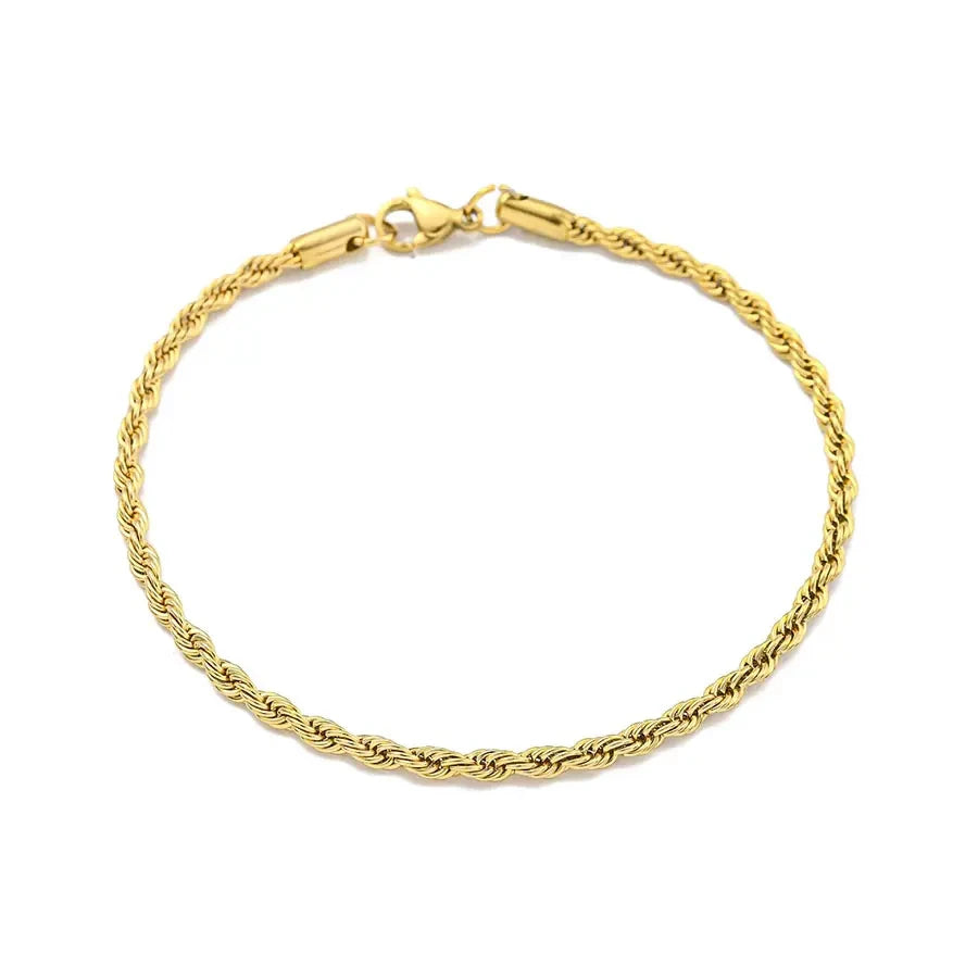 LOUIZ Goldfarbenes Kordelarmband | Edelstahl, 3 mm, 21,4 cm