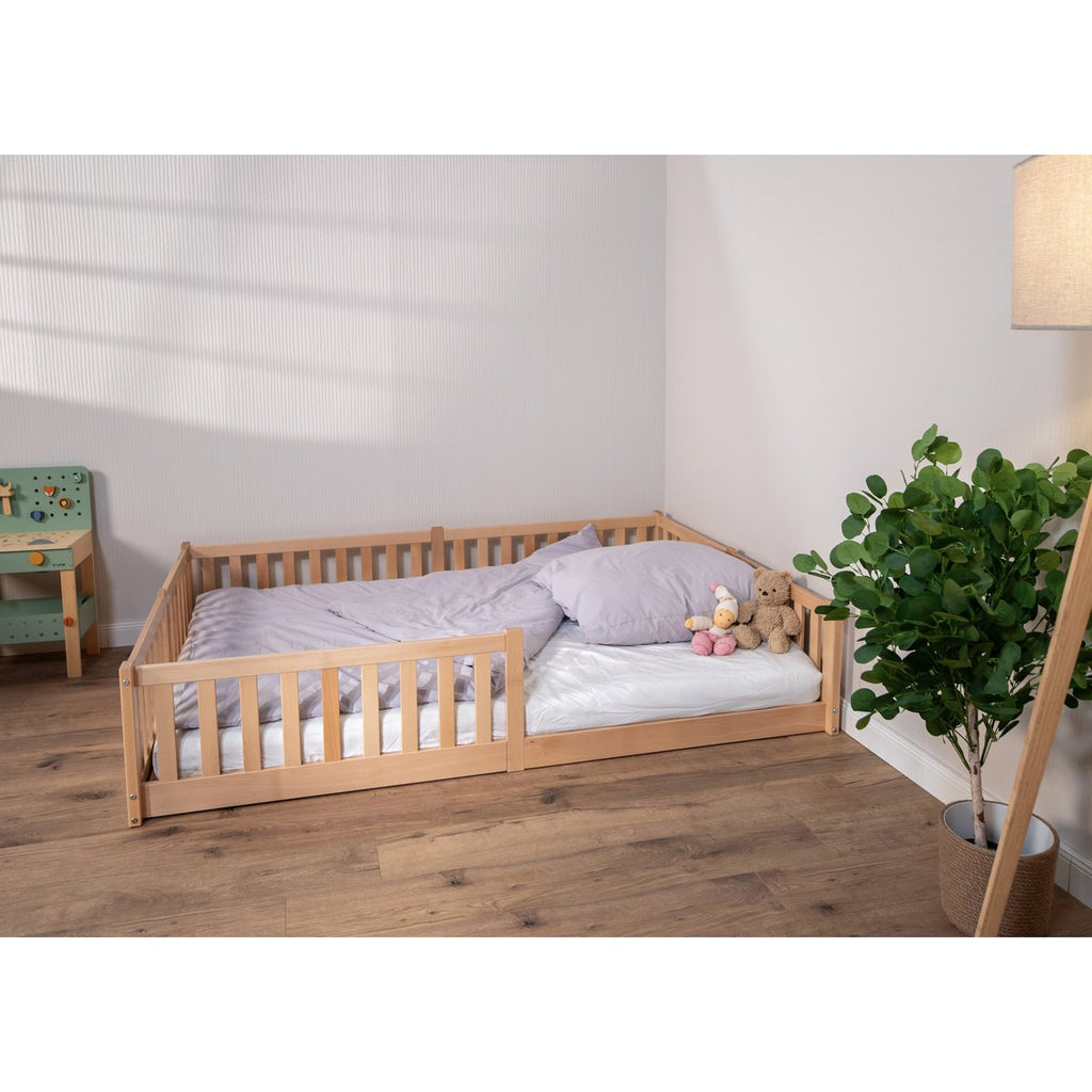 tiSsi® Bodenbett / Hausbett ENNO 90x200 cm Buche NATUR inkl. opt. Dach