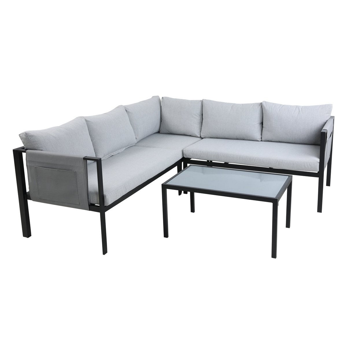 Detailansicht Ecksofa mit Seitentaschen an Armlehnen