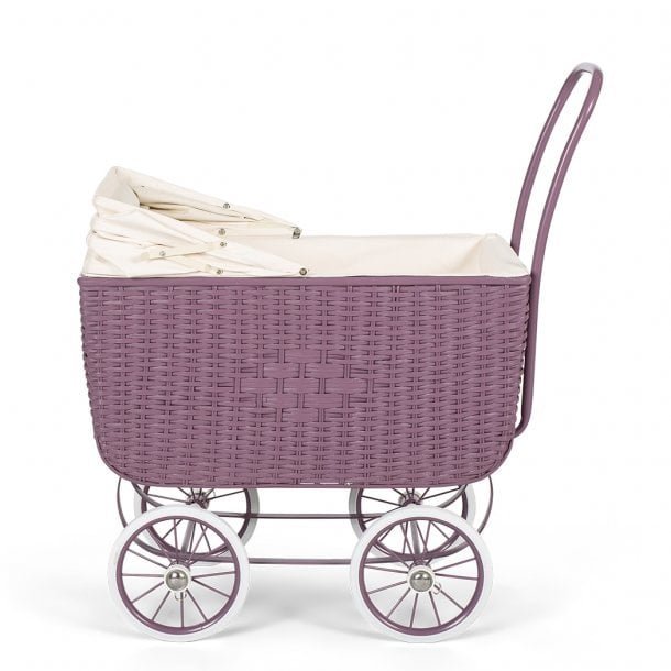 Puppenwagen Retro Rattan lila