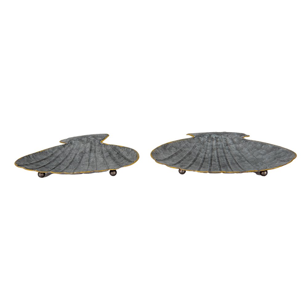 Serveschalen Set Van 2 Schelp Grijs Ijzer Präsentationserschaal