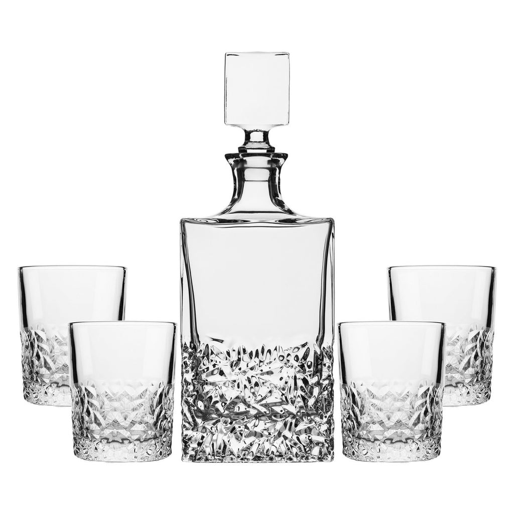 Hackedglas Whisky-Set – Karaffe 850ml mit 4 Gläsern von Aulica