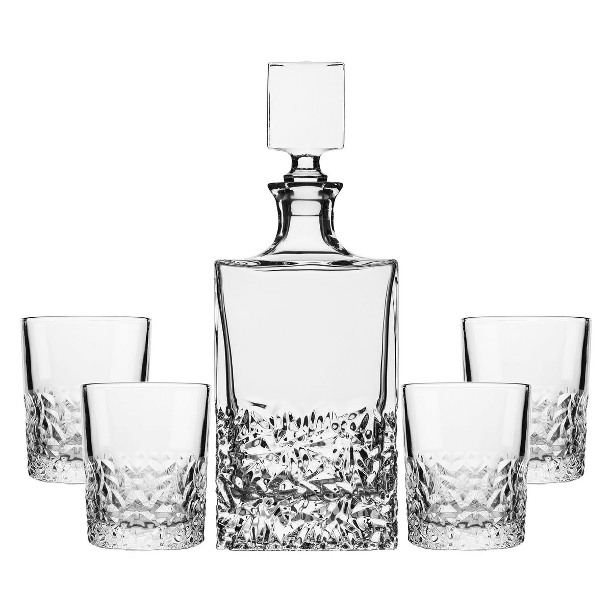 Hackedglas Whisky-Set – Karaffe 850ml mit 4 Gläsern von Aulica