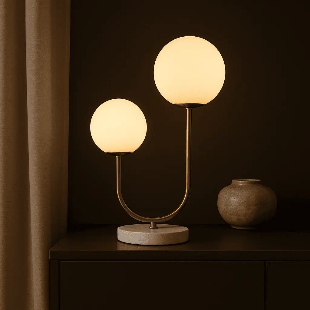 Giorgia Elegante Marmorlampe | Glühbirnen aus Milchglas und Lampe mit Kabel