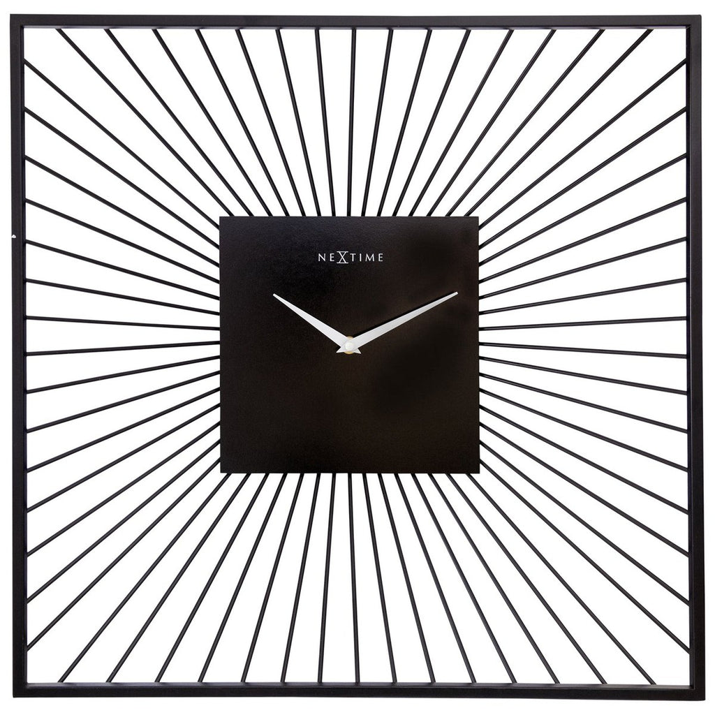 Wanduhr 45x45x15cm - Lautlos - Schwarz - Metall - "Vasco Square"