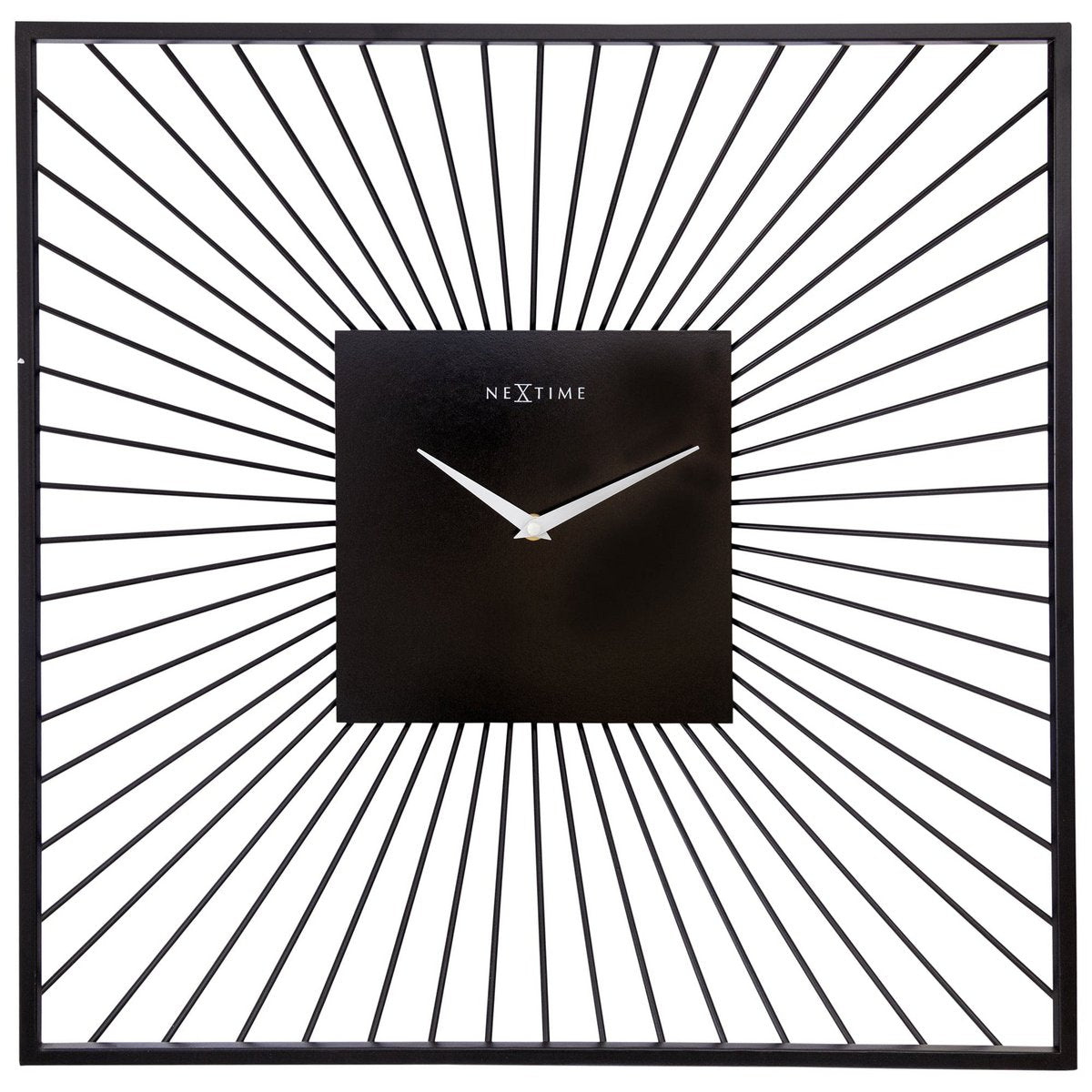 Wanduhr 45x45x15cm - Lautlos - Schwarz - Metall - "Vasco Square"
