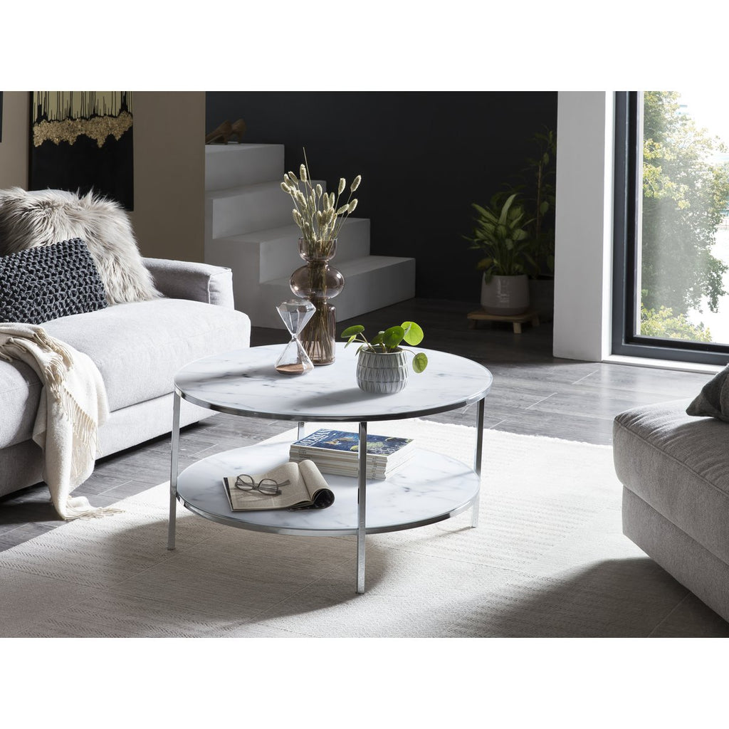 Couchtisch mit 2 Ablagen Ø 80 cm