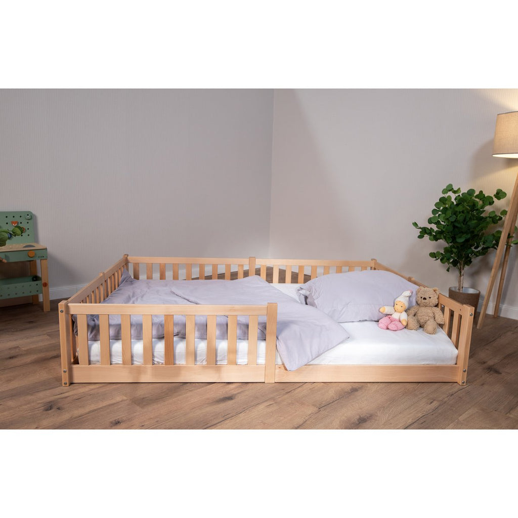 tiSsi® Bodenbett / Hausbett ENNO 90x200 cm Buche NATUR inkl. opt. Dach