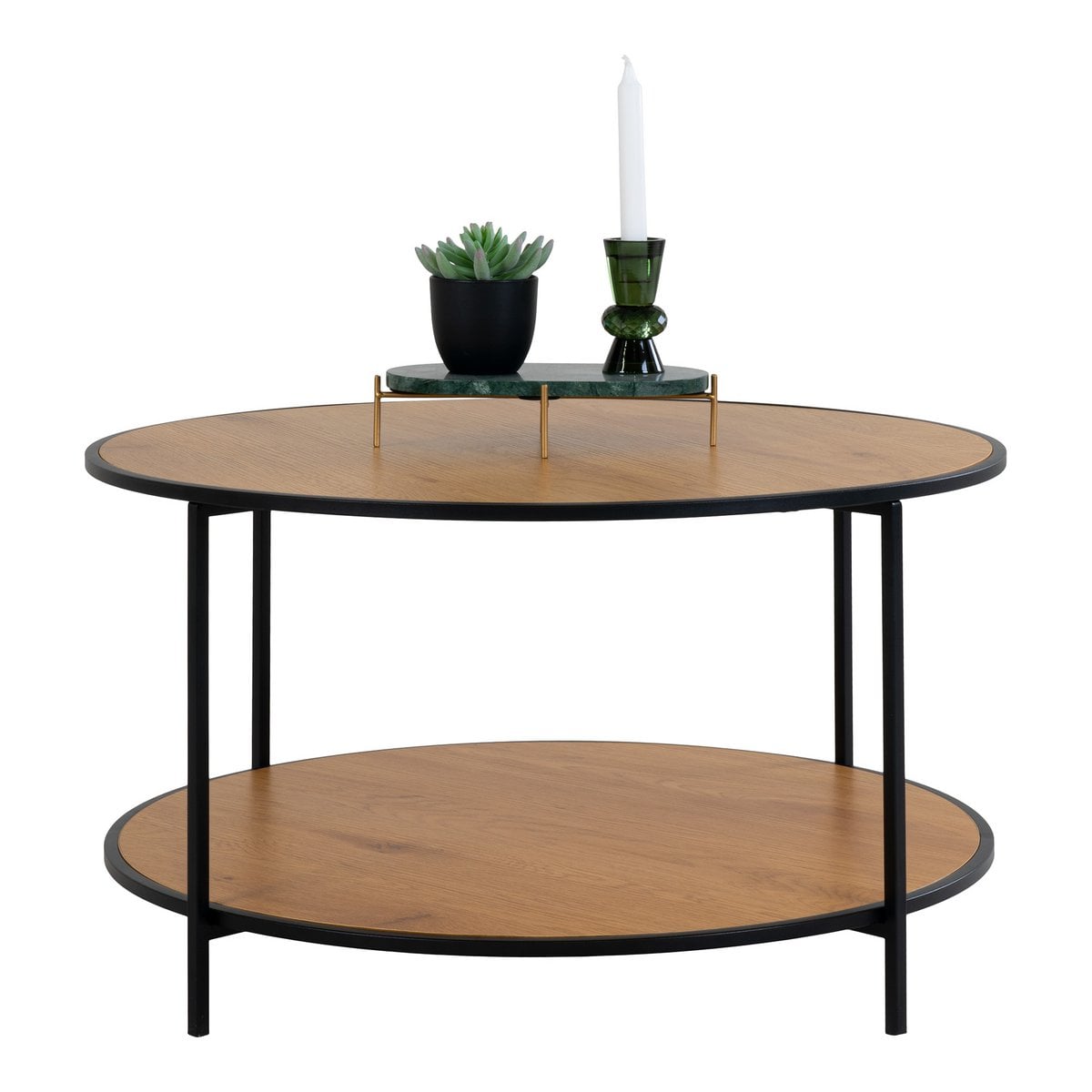 Vita Couchtisch - Eichenoptik, Stahl, Ø80x45cm