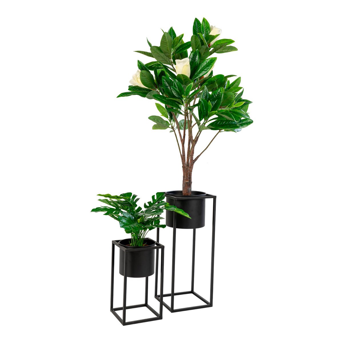 Marla Blumentöpfe – Schwarz, Stahl – 2er-Set