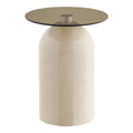 Ravello Side table, tempered glass/metal, grey/beige, ø40x52 cm