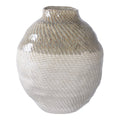 Keramik Vase weiß-grün 30cm - Frontansicht moderne Deko Vase