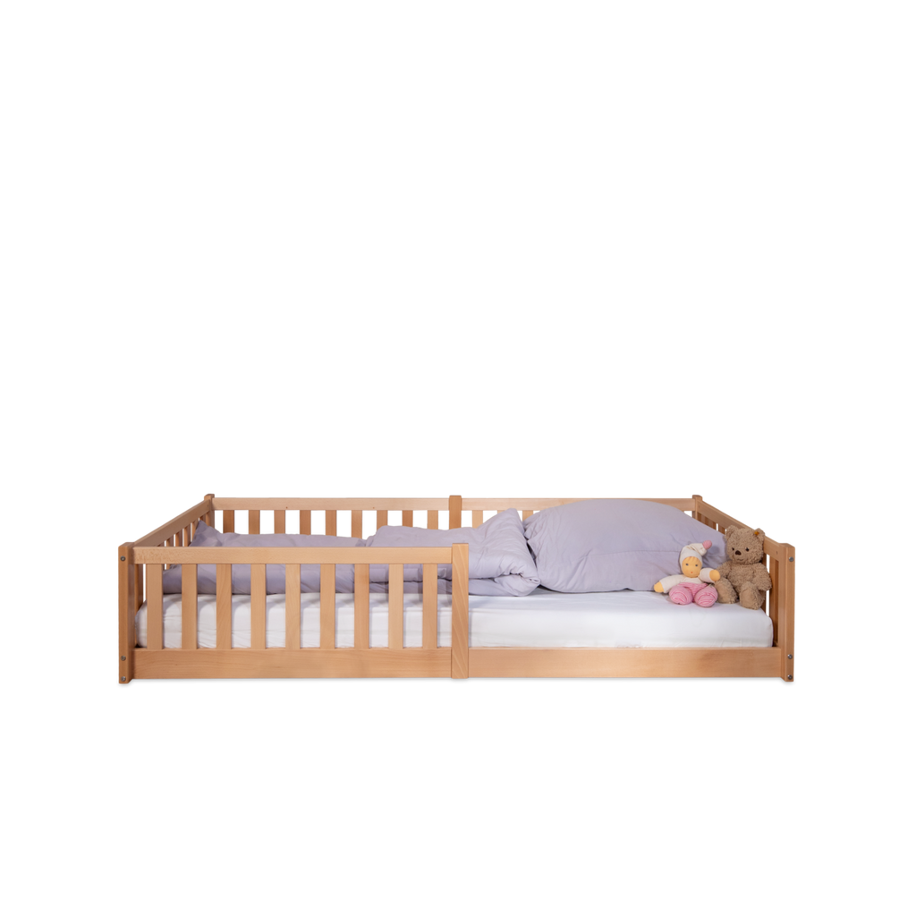 tiSsi® Bodenbett / Hausbett ENNO 90x200 cm Buche NATUR inkl. opt. Dach