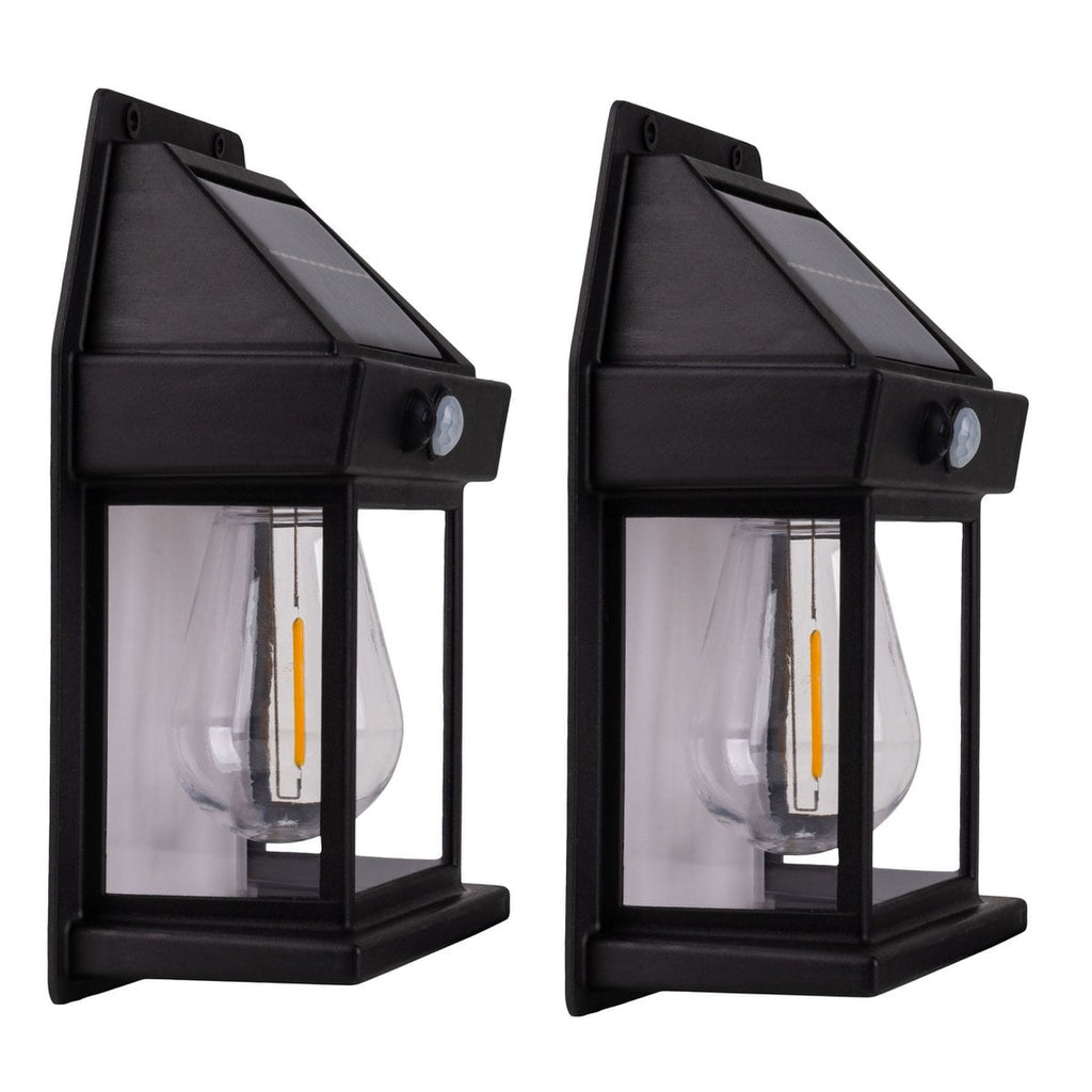 Solar-Wandleuchte Mira 2er Set schwarz – Frontansicht
