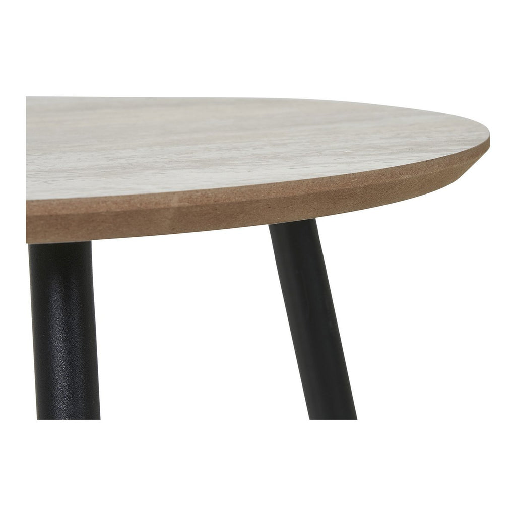 Aalst Couchtisch – Schwarz/Beige, Stahl, MDF, Ø55x45cm