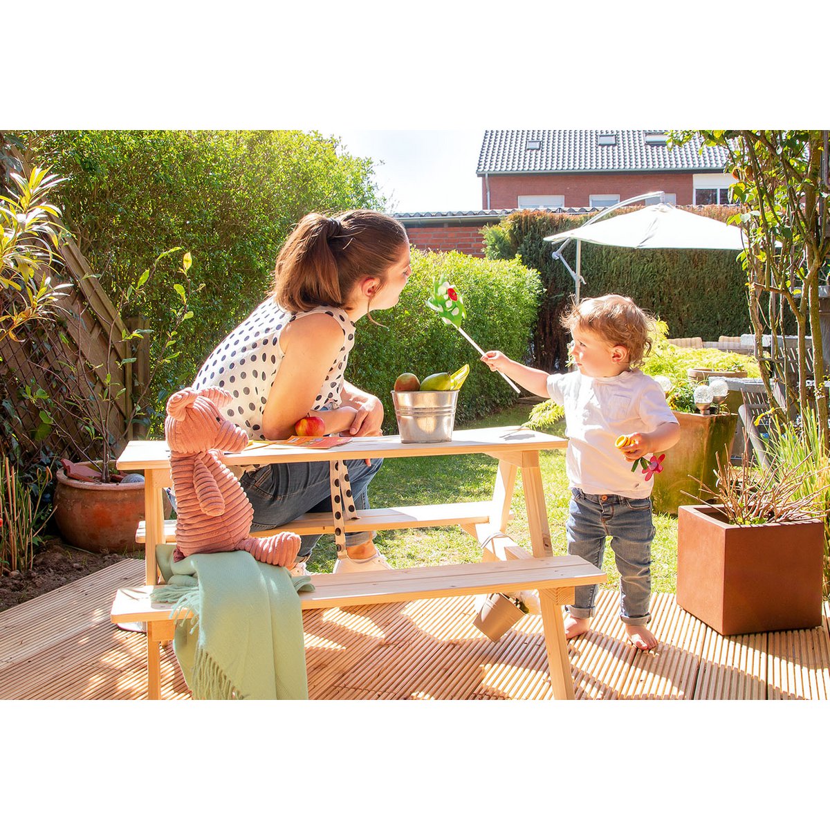 Children´s picnic bench „Nicki für 4”, natural