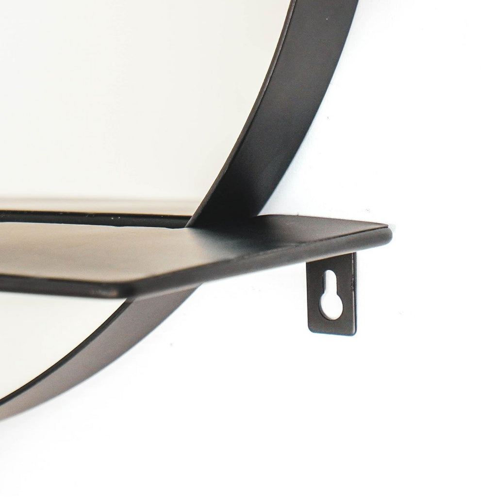 Spiegel - Rund - Metall - Mit Ablage - Schwarz - Ø40cm