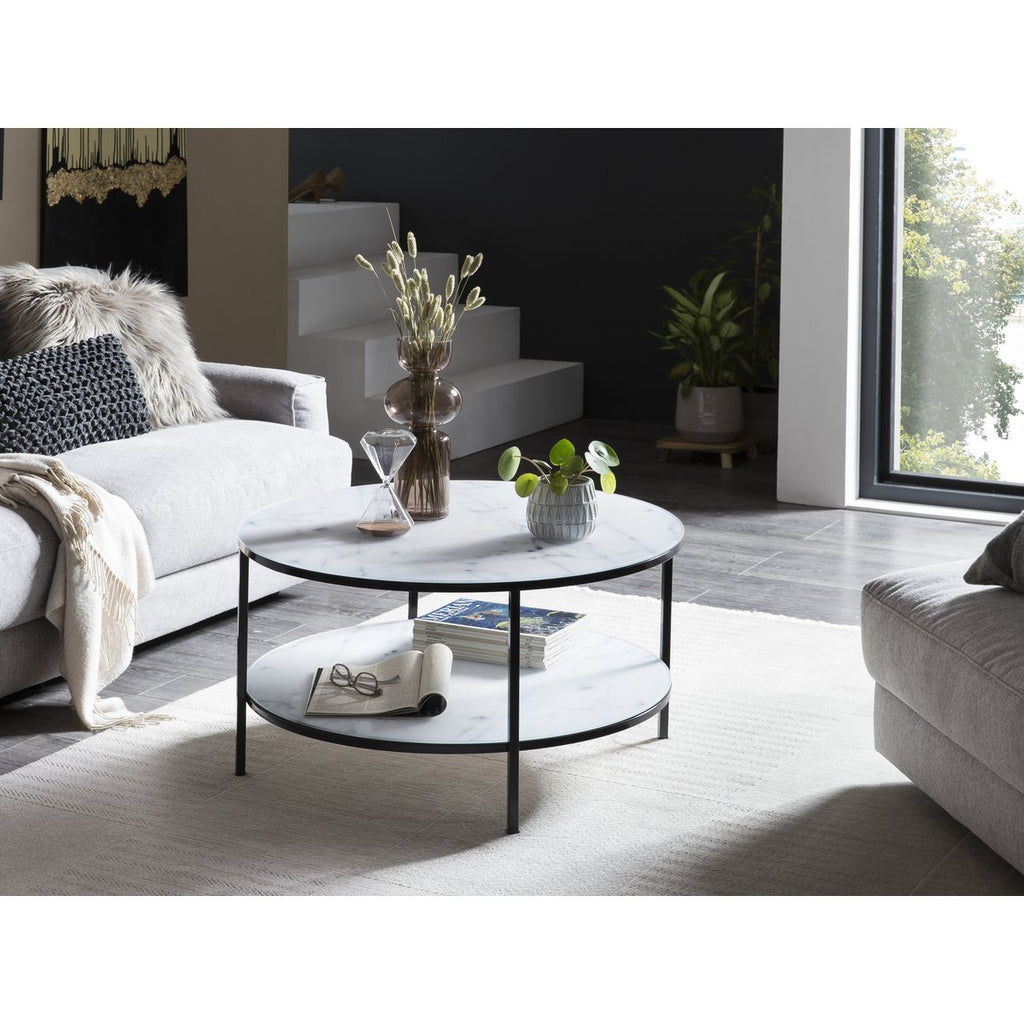 Couchtisch mit 2 Ablagen Ø 80 cm