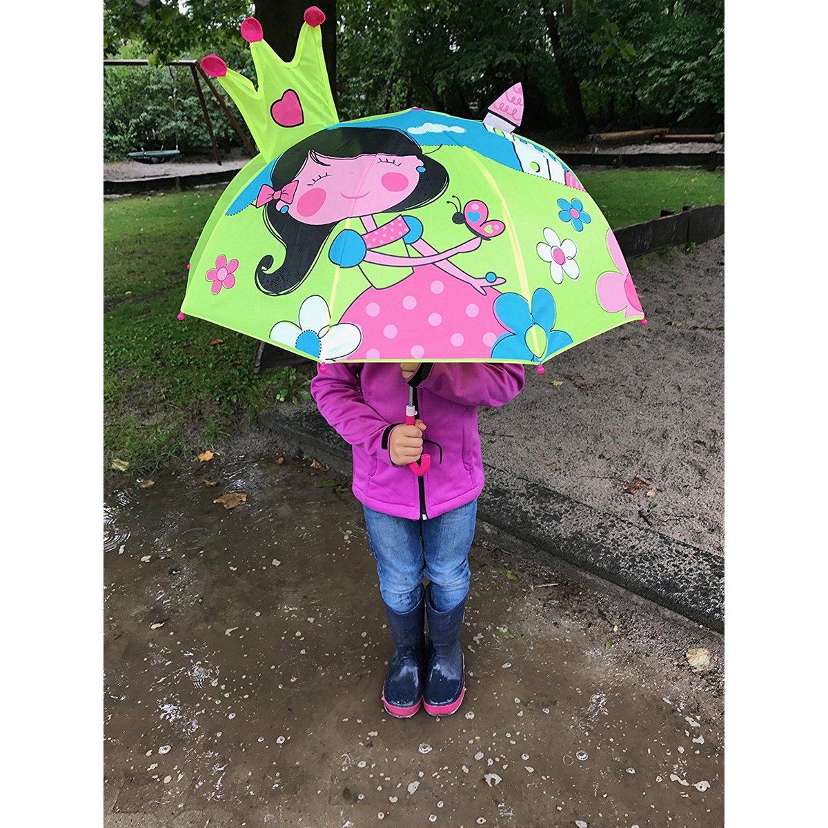 Regenschirm Prinzessin grün/gelb