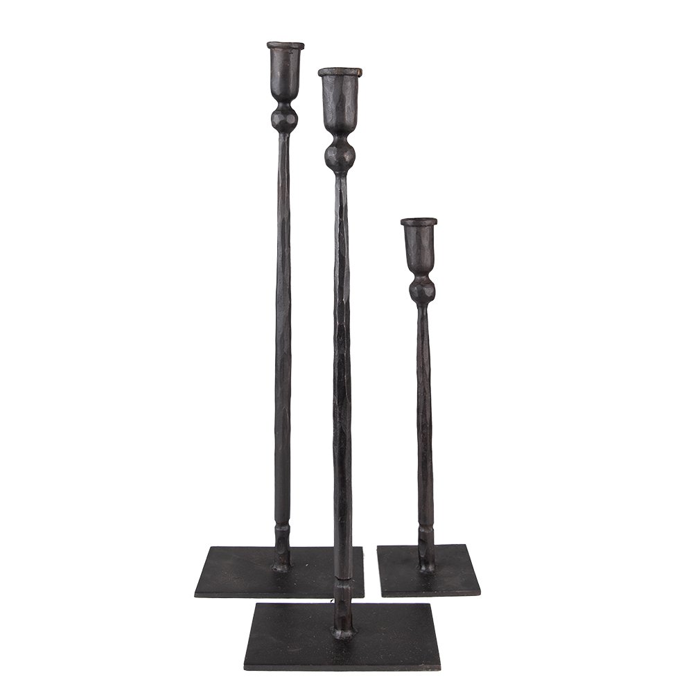 Candlestick -Set von 3 35/49/52 cm Schwarzer Eisenkerzen -Kerzenstick