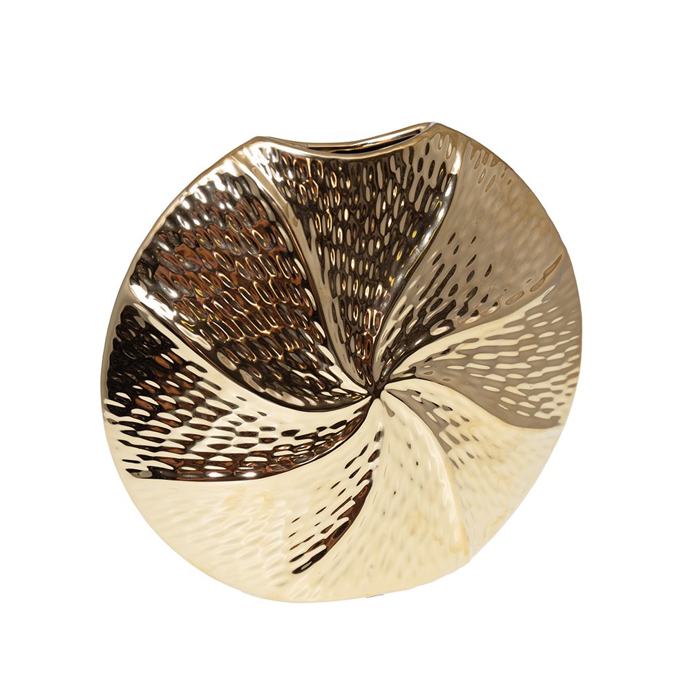 Goldene Spiralvase in Keramik 23x6x21,5 cm