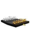 Backgammon -Spiel/Misserfolgsspiel in einer schwarzen Nachahmungslederhülle